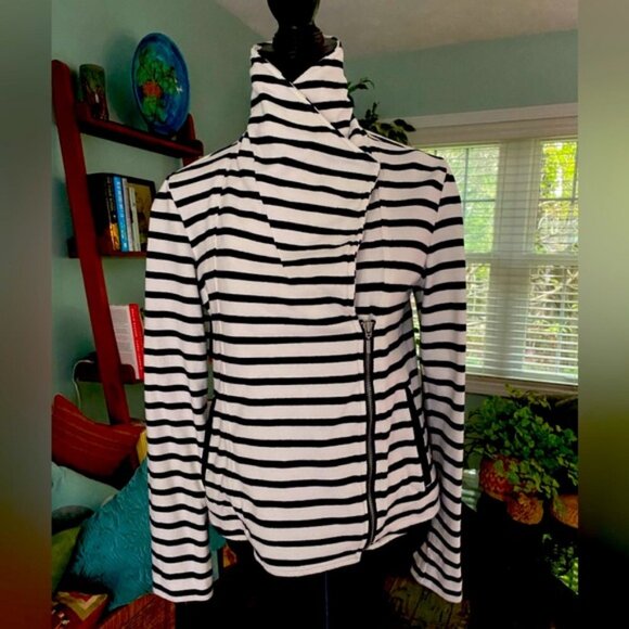 Gap Navy & White Striped Moto Jacket Size Small. - Picture 3 of 12